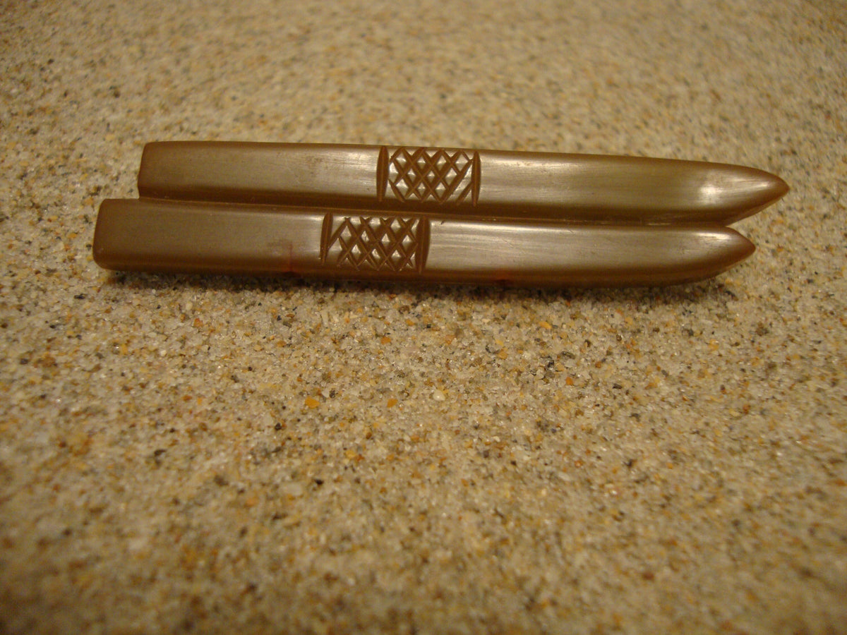 Vintage Olive Green Bakelite Ski Brooch