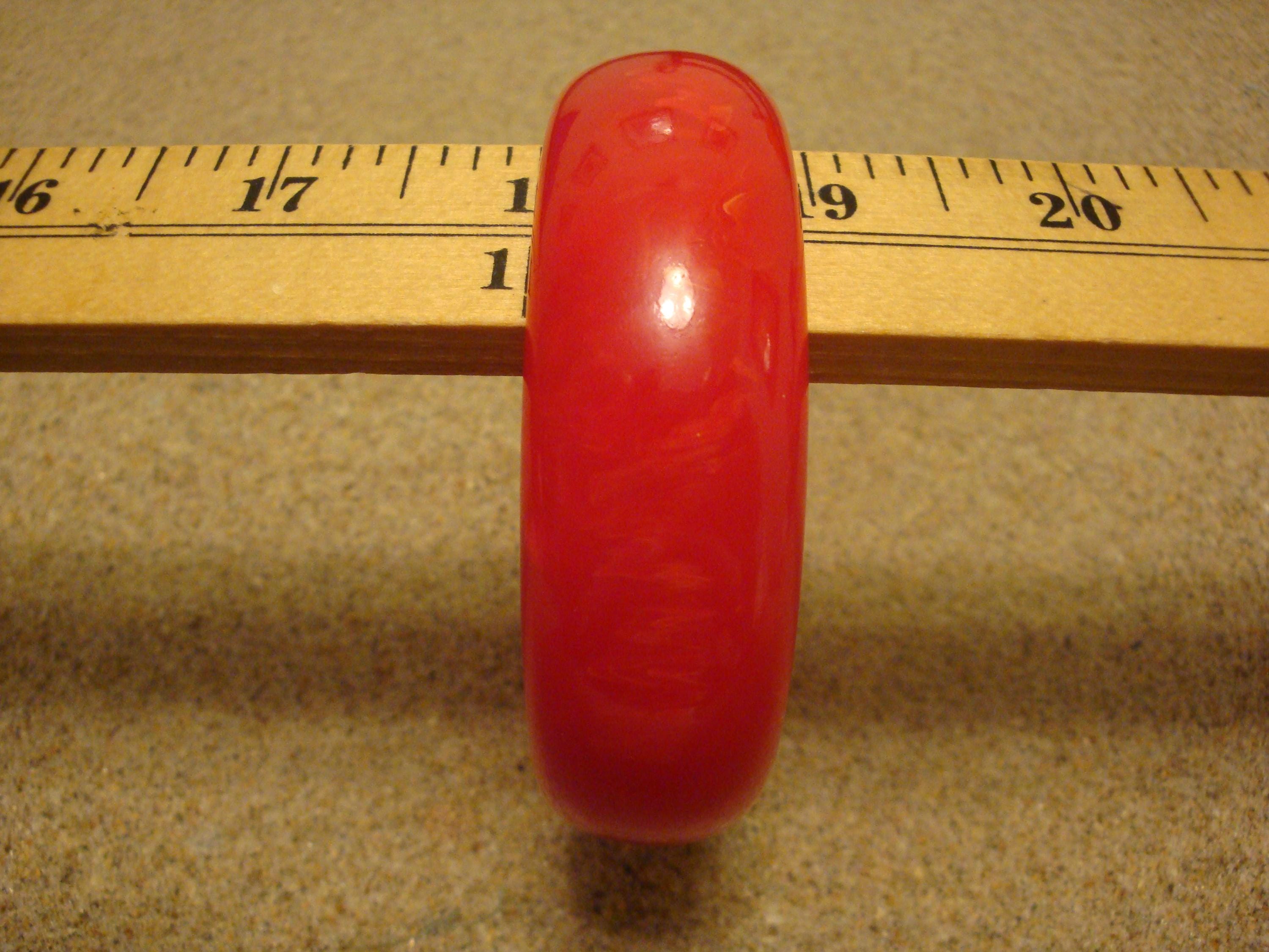 Vintage 7/8" Bakelite Bracelet! Dazzling Bright Cherry Red w/ Cream Marbling!