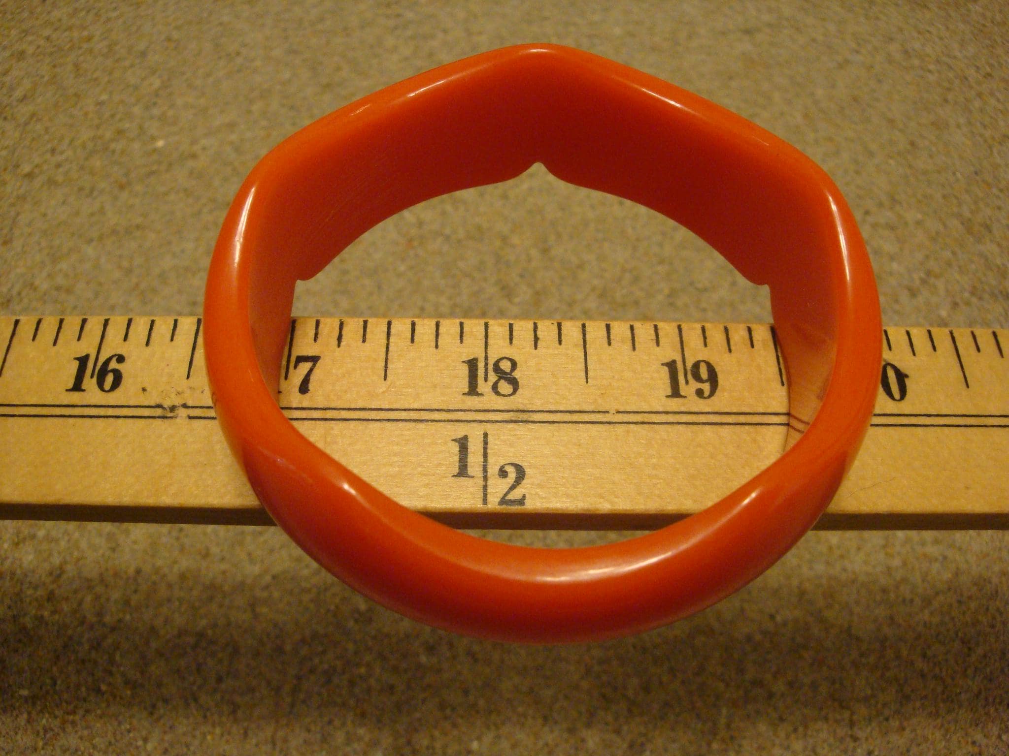 Vintage Orange Bakelite Bracelet: Scalloped Edge Bangle
