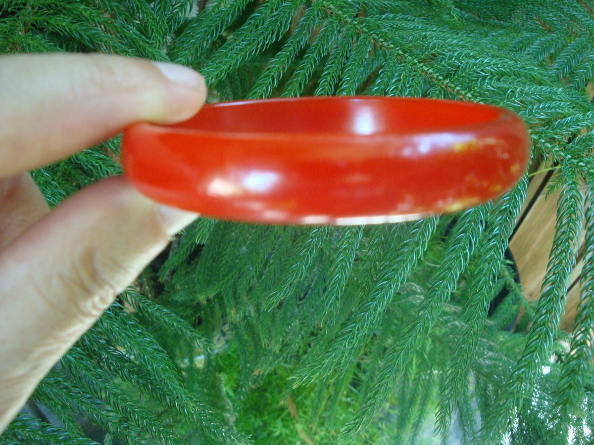 Vintage 1/2" Restored Bakelite Bracelet! Semi Translucent Tomato Red Color!