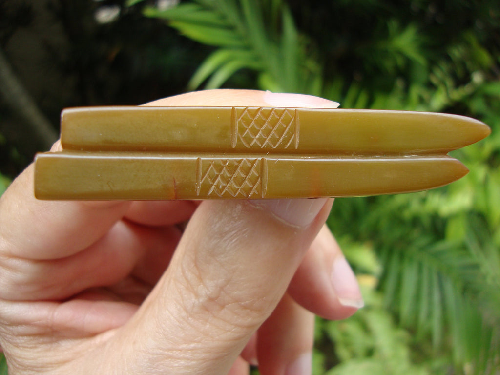 Vintage Olive Green Bakelite Ski Brooch