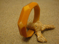Vintage 5/8" Goldenrod Bakelite Bracelet! Cut Back Diamond Faceted Design!