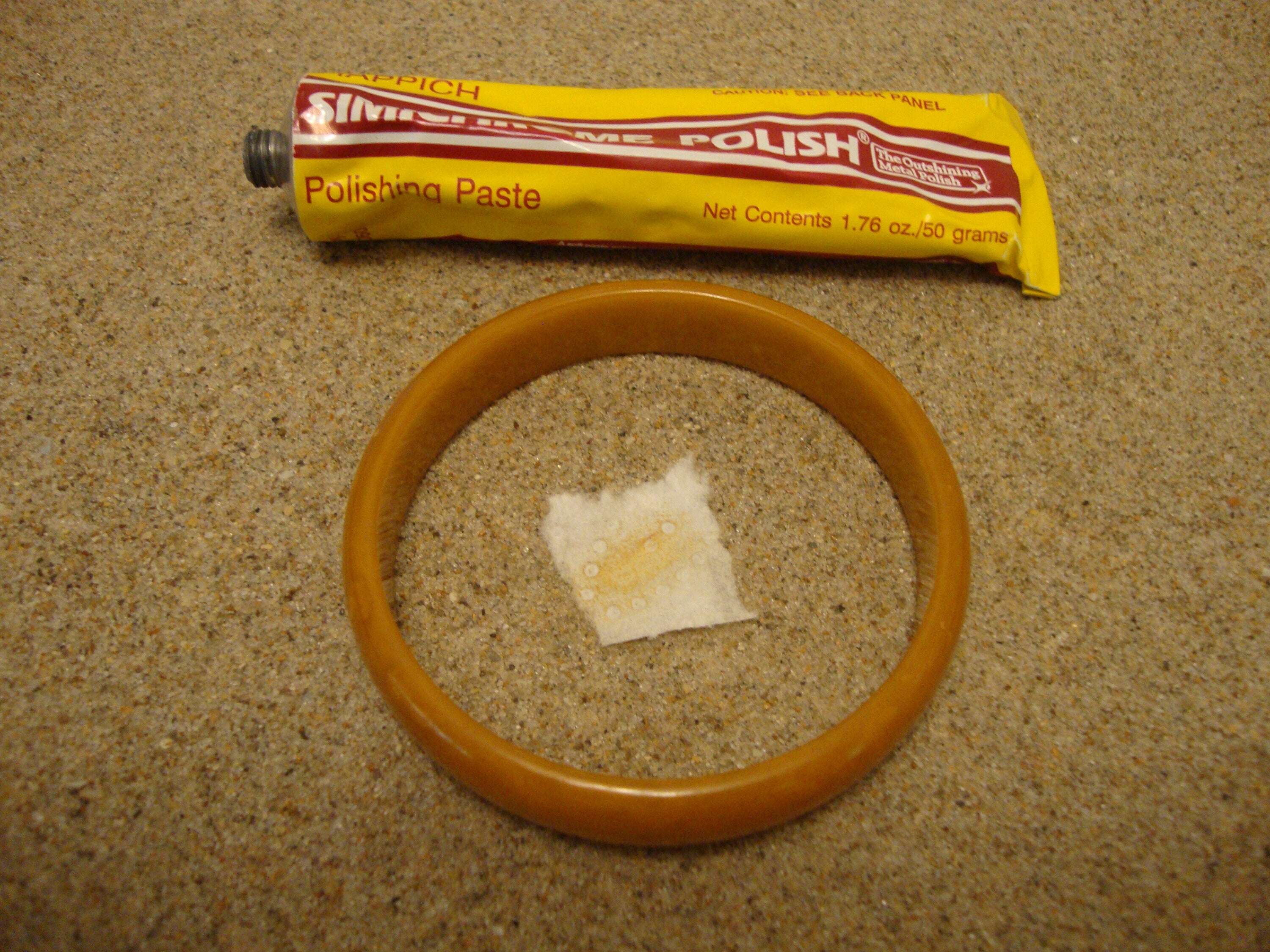 Vintage Butterscotch Bakelite Bracelet: Marbled Cream, 1/2 inch