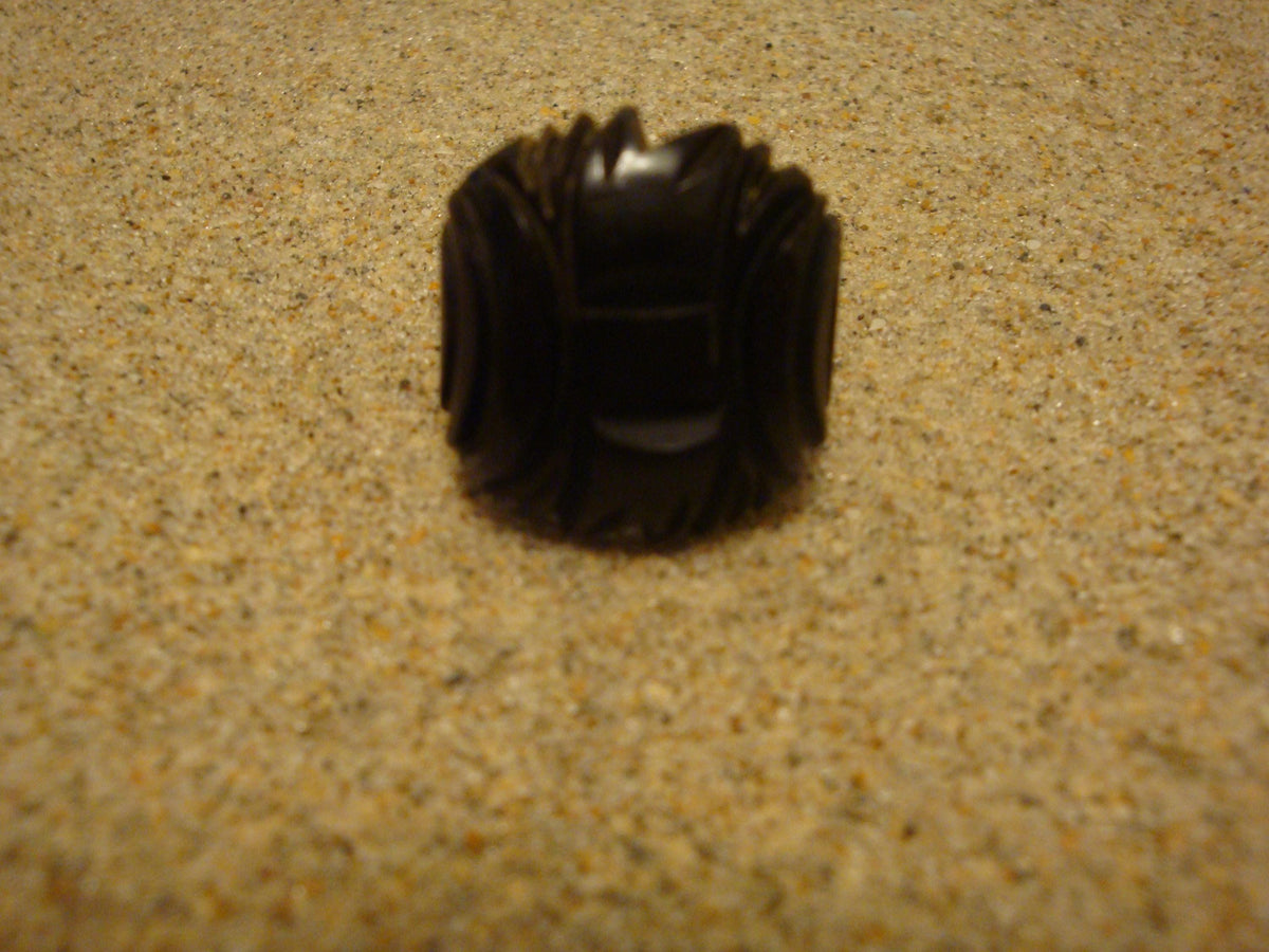 Vintage Black Bakelite Ring! Abstract Geometric Carved Design; Size 5 3/4!