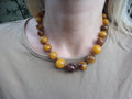 Vintage 17" Bakelite Necklace! Marbled Graduated Brown & Butterscotch Beads!