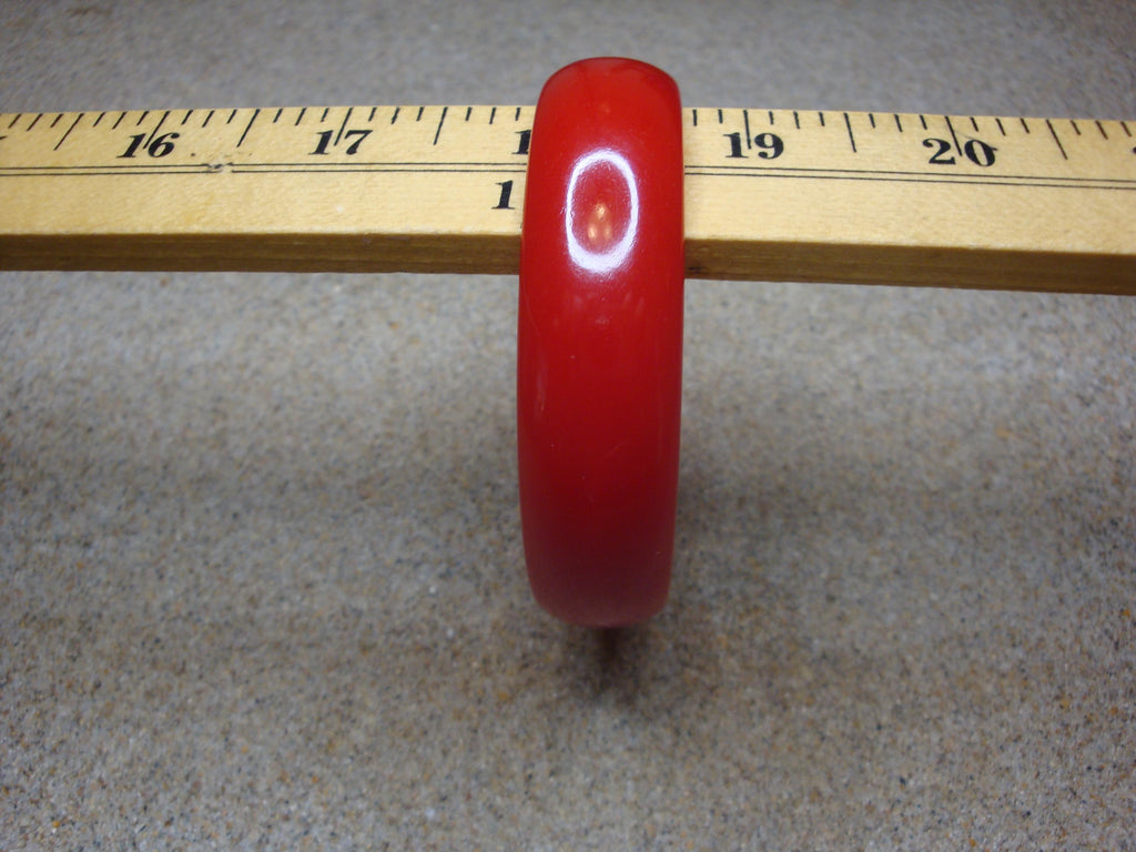 Vintage Bright Red Bakelite Bracelet: 3/4" Domed Bangle
