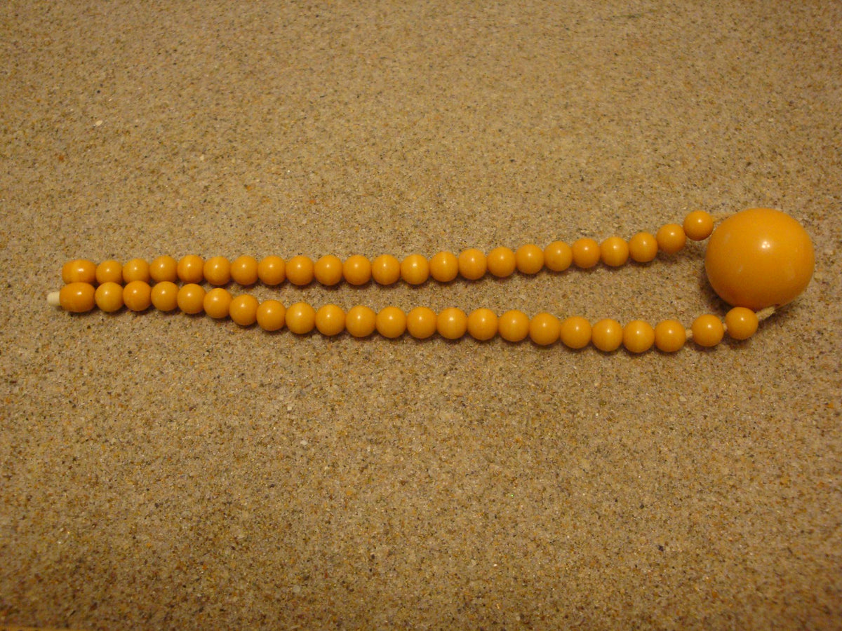 Vintage 14.5" Bakelite Canary Yellow Choker Necklace!  7/8" and 1/4" Beads!