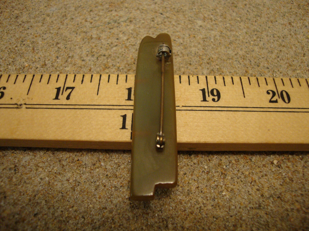 Vintage Olive Green Bakelite Ski Brooch