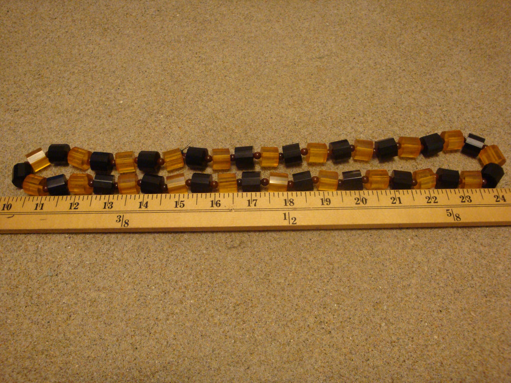 Vintage 30" Bakelite Applejuice/Black 1/2" Faceted Barrel Bead Necklace! 127g!!