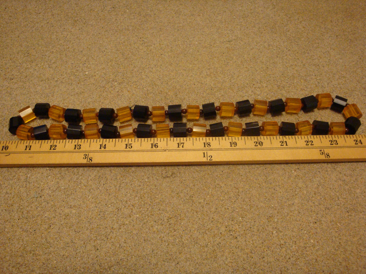 Vintage 30" Bakelite Applejuice/Black 1/2" Faceted Barrel Bead Necklace! 127g!!