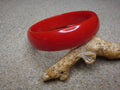 Vintage Bright Red Bakelite Bracelet: 3/4" Domed Bangle