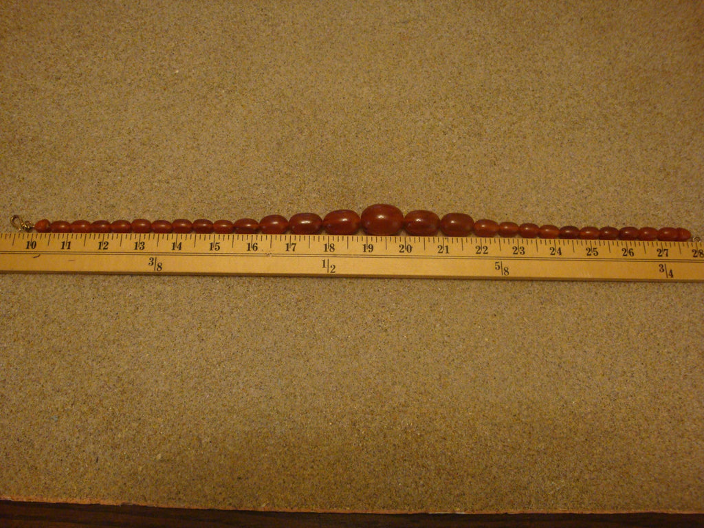 Vintage Marbled Copper Bakelite Barrel Bead Necklace, 18"