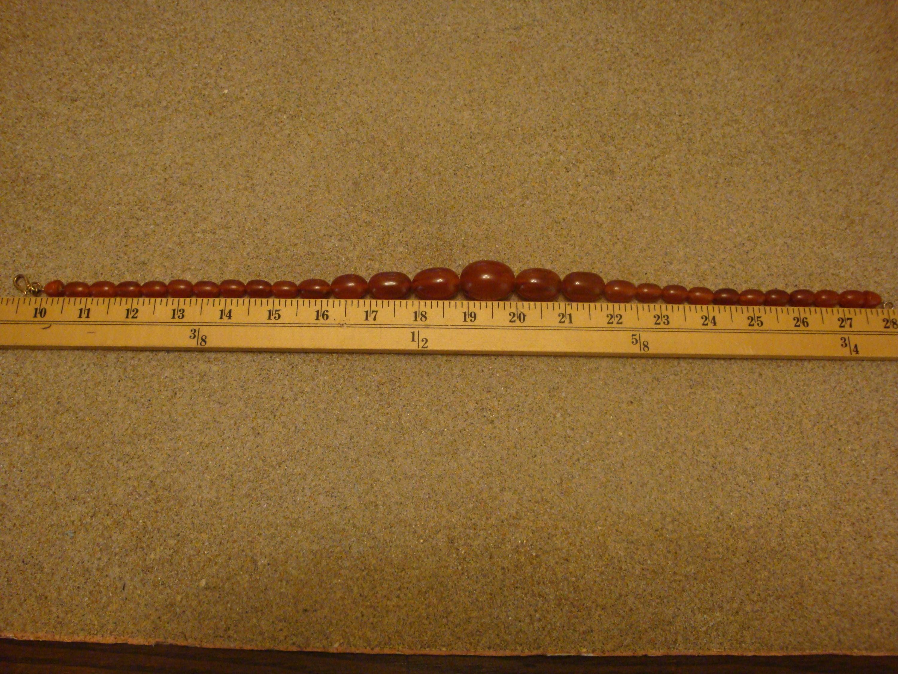Vintage Marbled Copper Bakelite Barrel Bead Necklace, 18"