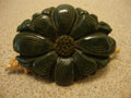Vintage Marbled Green Bakelite Brooch: Carved Flower & Leaf Design