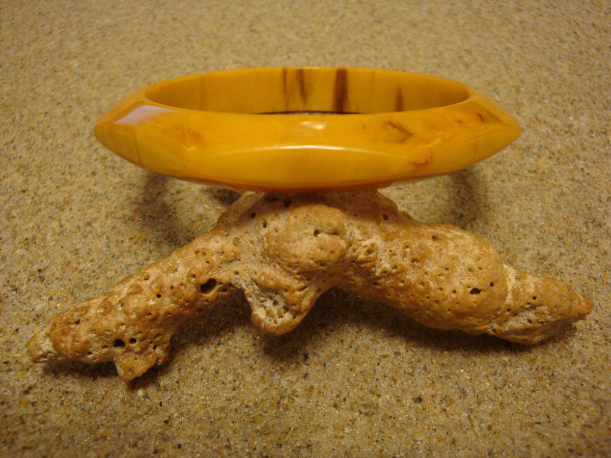 Vintage 1/2" Octagon Bakelite Bracelet; Butterscotch & Brown Colors; Beveled Edges!
