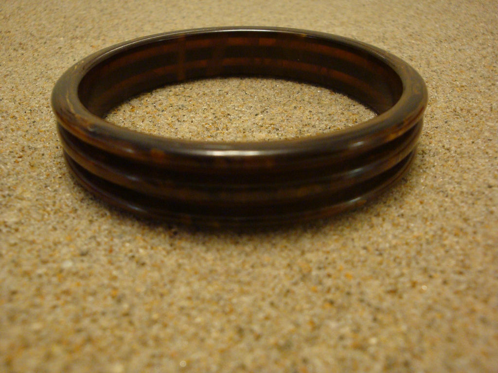 Vintage 1/2" Brown & Butterscotch Bakelite Bracelet! Sleek Deep Grooved  Design!
