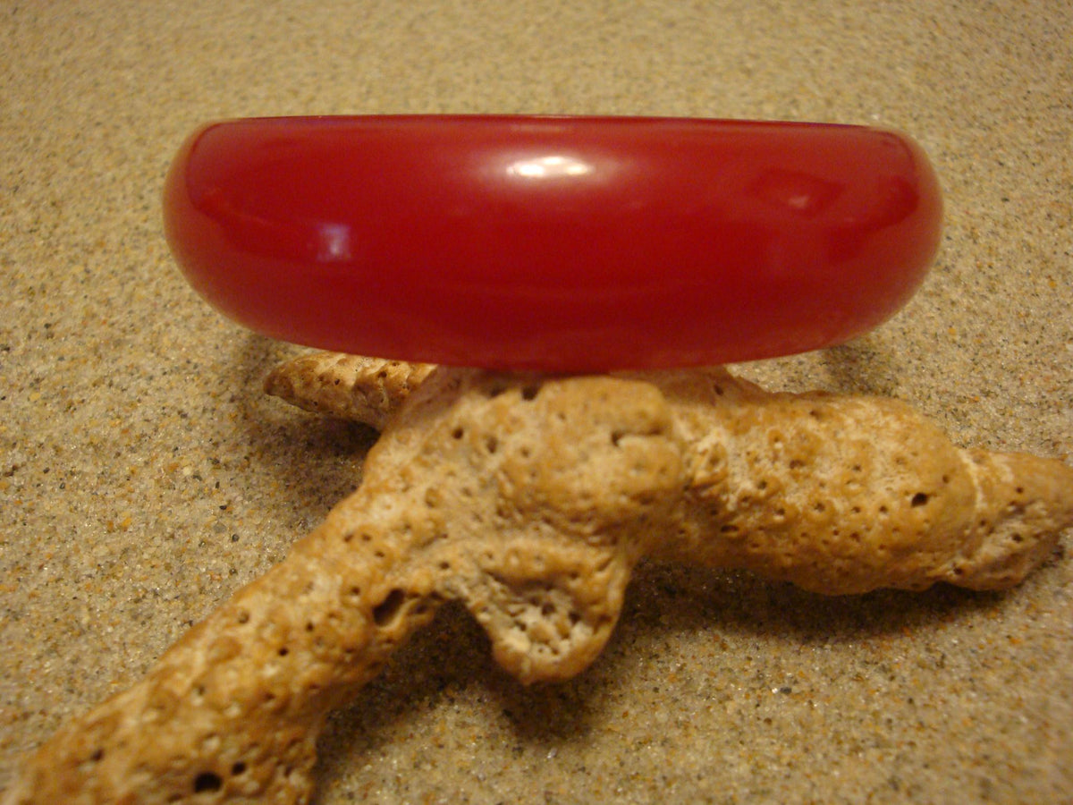 Vintage Cherry Red Bakelite Bracelet: Dome Shaped Bangle