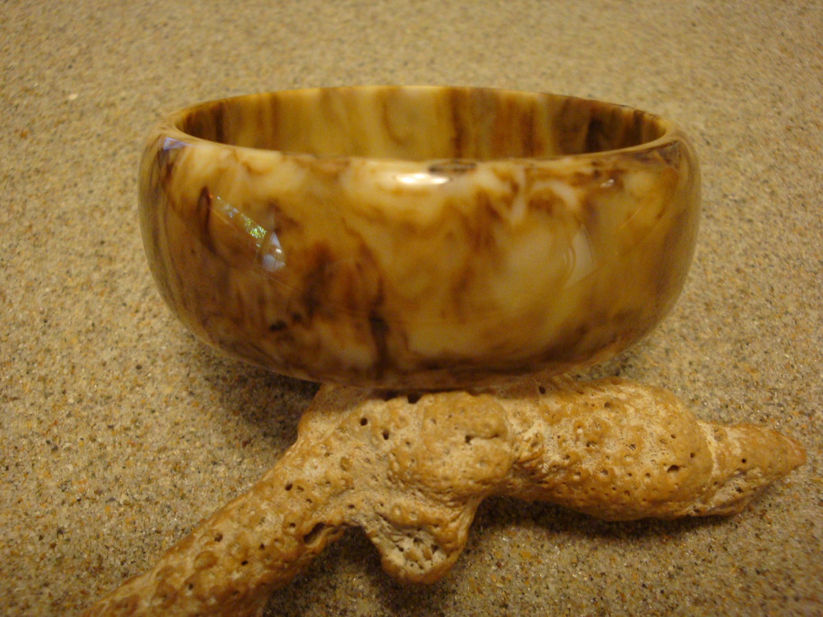 Vintage 1" Restored Bakelite Bracelet! Heavily Marbled Coffee & Cream Colors!