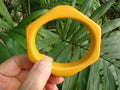 Vintage Canary Yellow Bakelite Bracelet: Hexagonal Bangle, 3/4"