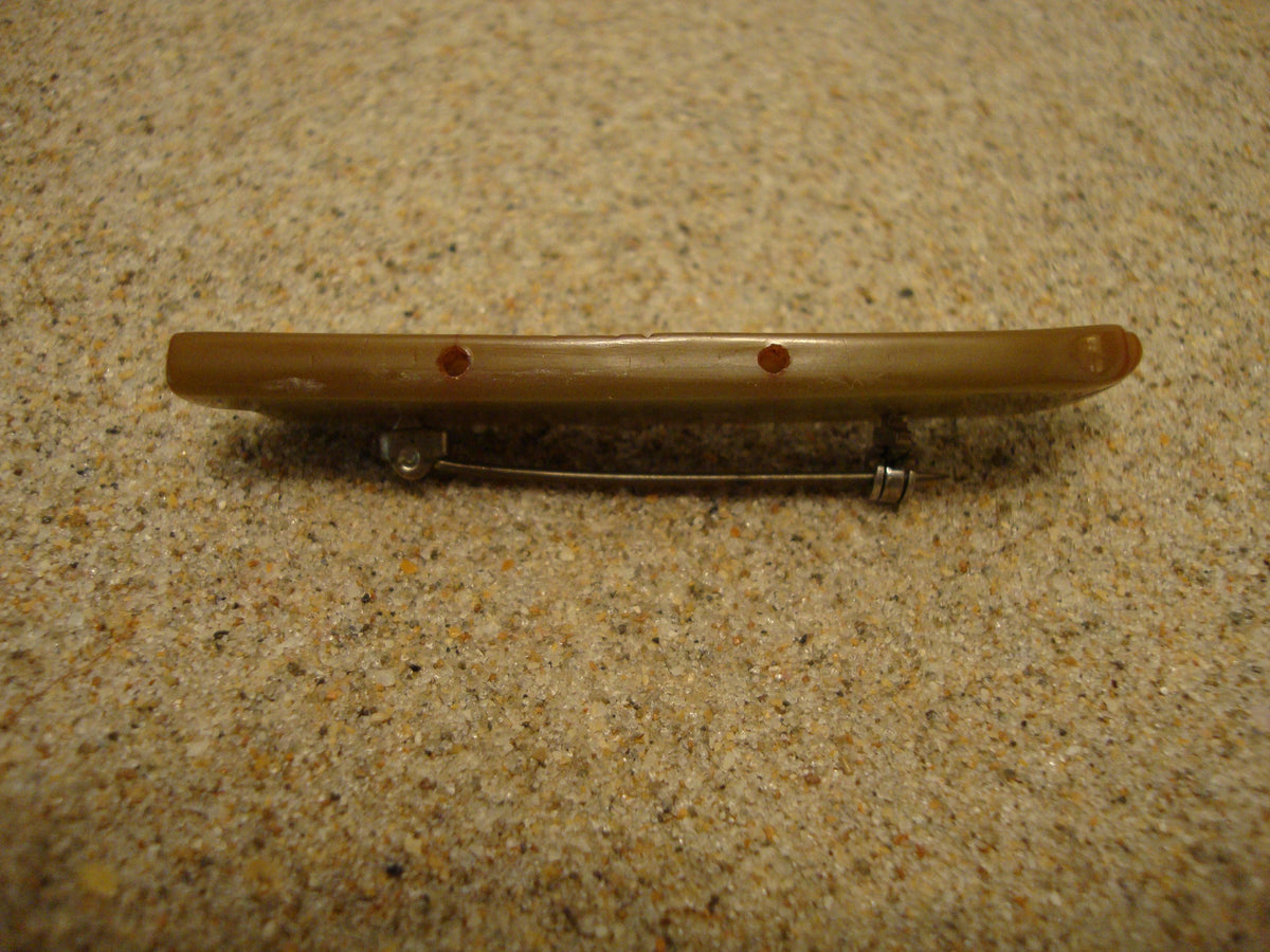 Vintage Olive Green Bakelite Ski Brooch