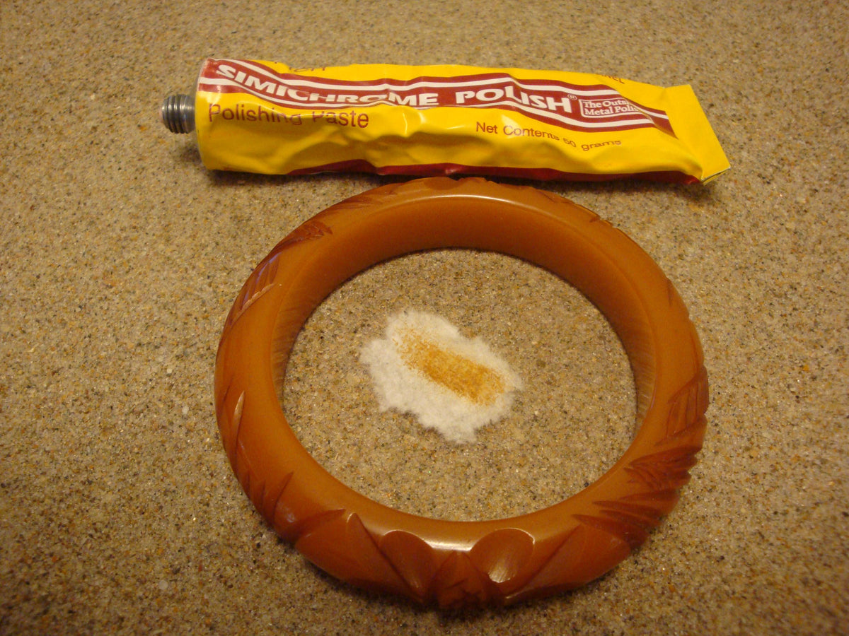 Vintage 5/8" Butterscotch Bakelite Bracelet! Abstract Flower & Leaf Carvings!