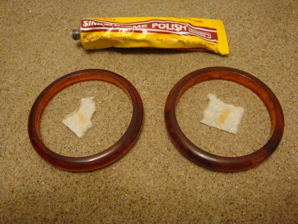 Vintage Pair 3/8" Bakelite Bracelets! Translucent Copper w/ Rust Marbling!