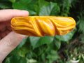 Vintage 3/4" Overdyed Butterscotch Bakelite Bracelet! Abstract Flower Carvings!