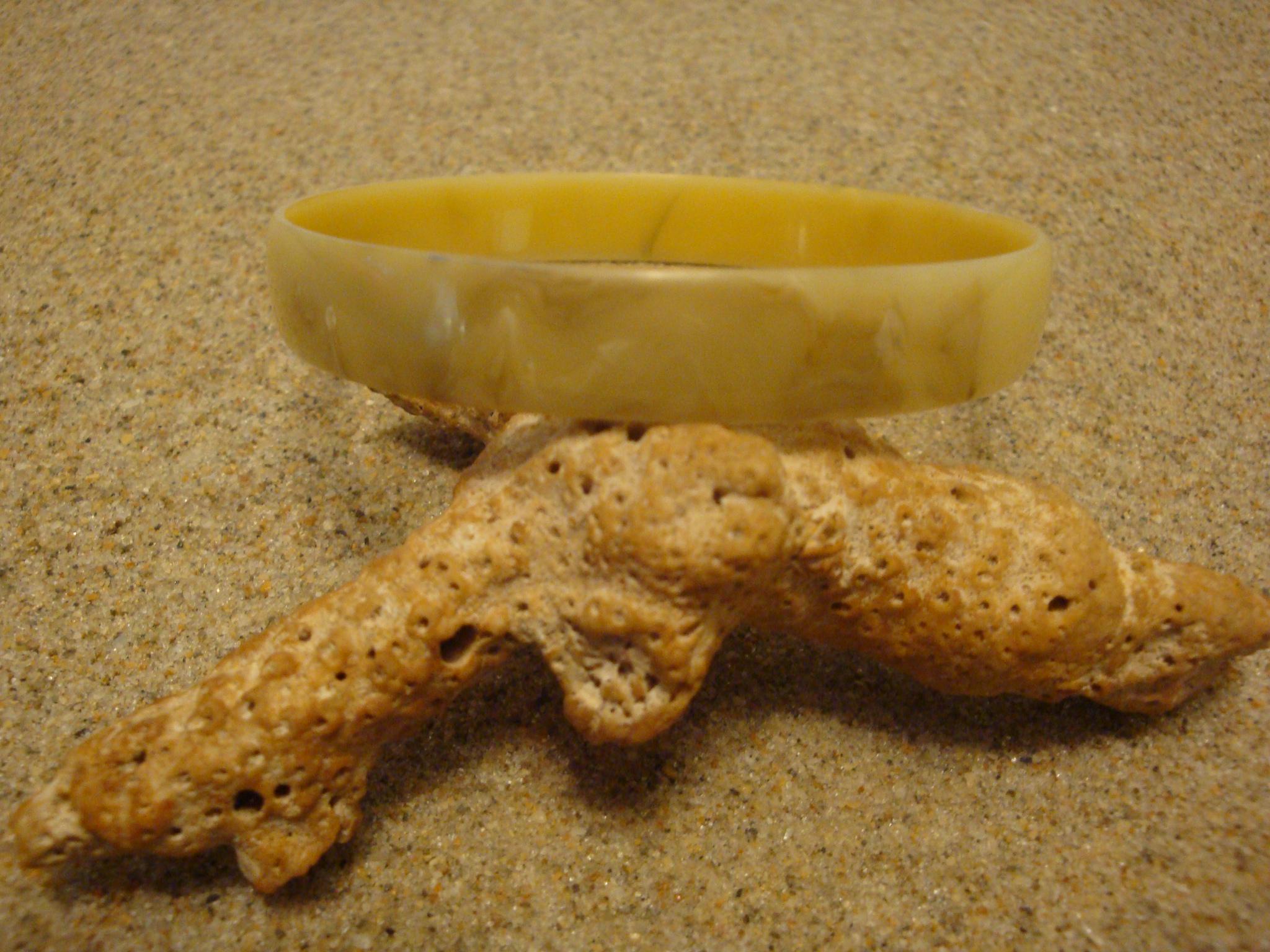 Restored 3/8" Vintage Bakelite Bracelet; Translucent Yellow & Brown Colors!