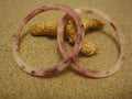 Vintage Bakelite Bracelet Pair: Marbled Purple & Custard Bangles