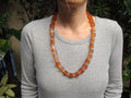 27" Bakelite Applejuice 1/2" Cube Necklace with Crystal Separation Beads! 105grams!!