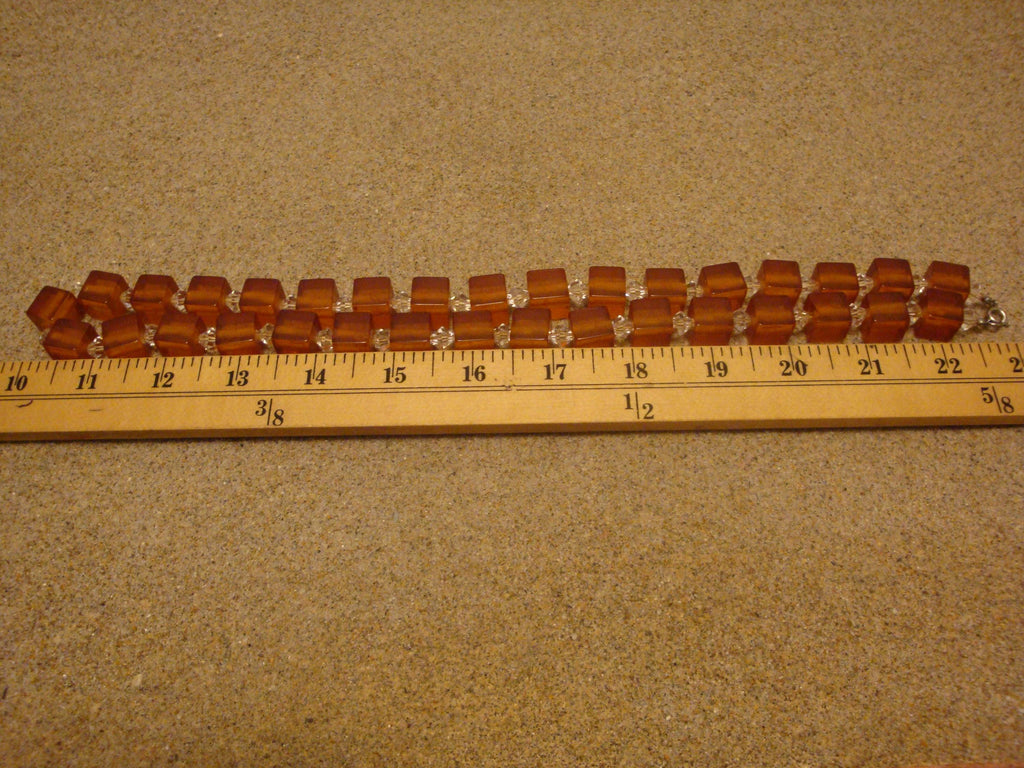 27" Bakelite Applejuice 1/2" Cube Necklace with Crystal Separation Beads! 105grams!!