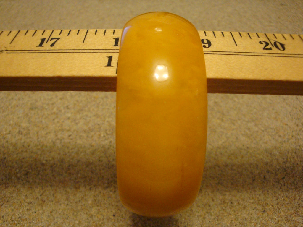 Vintage 1" Bakelite Bracelet! Semi Translucent Lemon Drop Yellow w/ Cream Marbling!