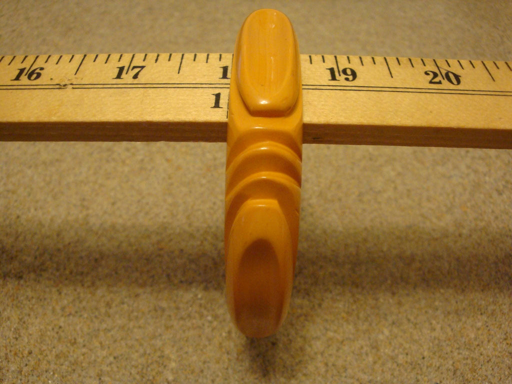 Vintage 5/8" Canary Yellow Bakelite Bracelet! Unique Deep Abstract Carvings!
