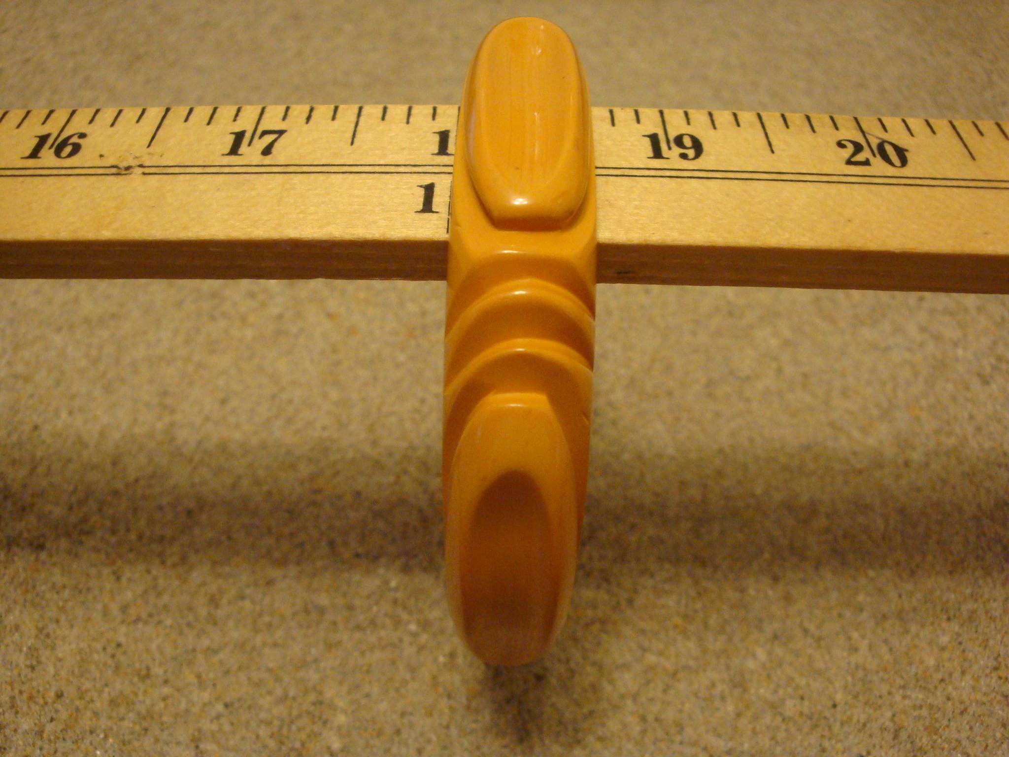 Vintage 5/8" Canary Yellow Bakelite Bracelet! Unique Deep Abstract Carvings!
