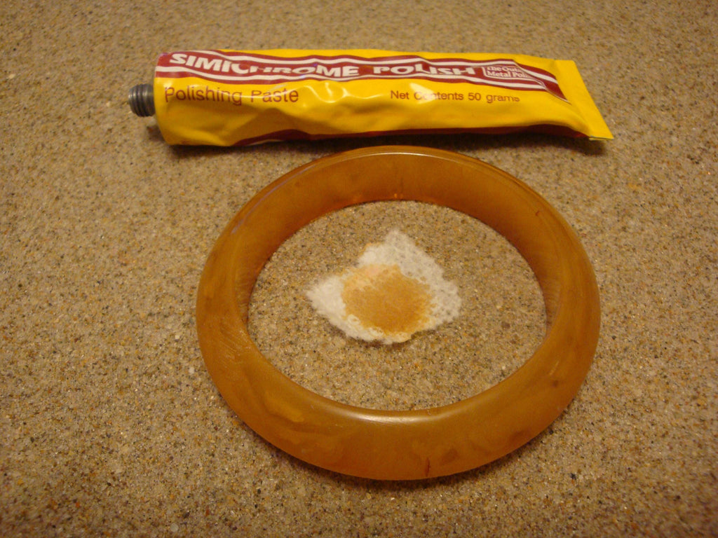 Vintage 5/8" Bakelite Saucer Bracelet! Semi Translucent Yellow w/ Opaque Yellow Marbling!