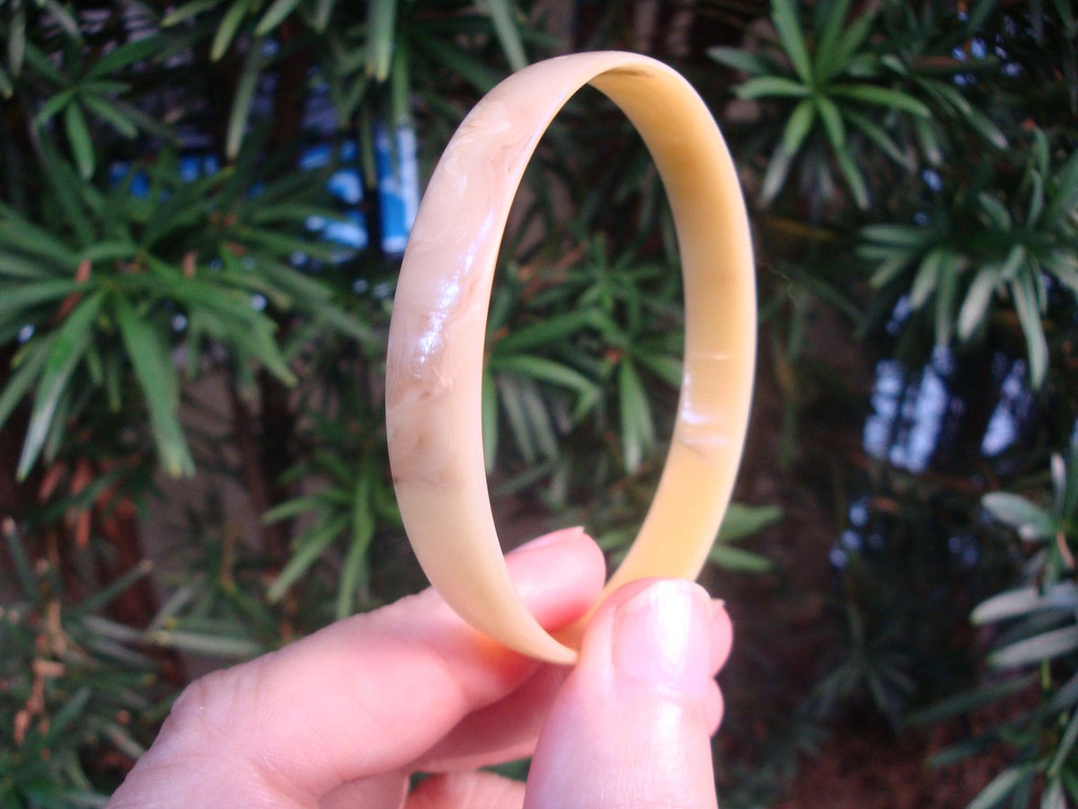 Restored 3/8" Vintage Bakelite Bracelet; Translucent Yellow & Brown Colors!