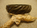 Vintage Olive Green Bakelite Bracelet: Abstract Carved Bangle