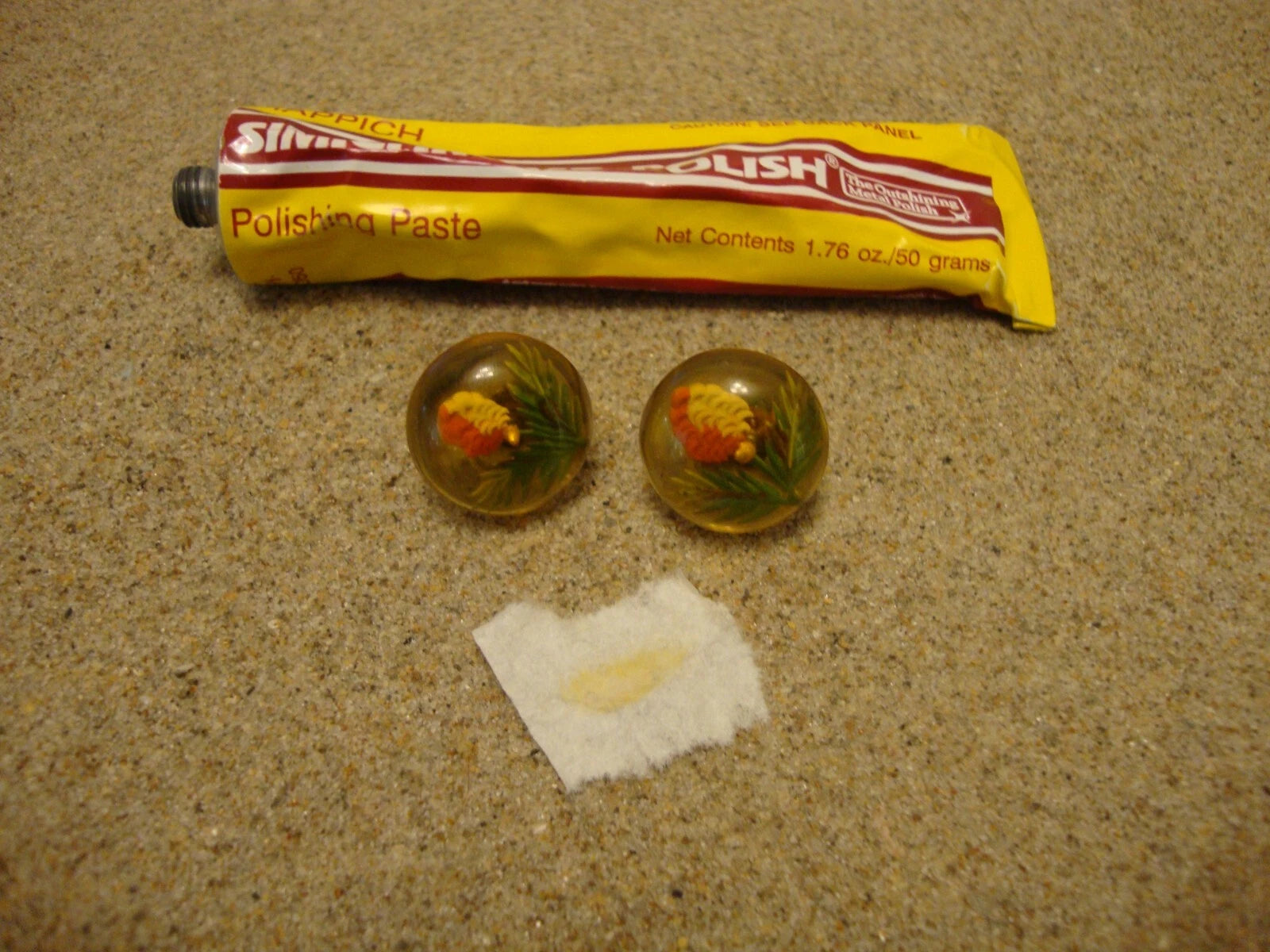 Vintage Bakelite 7/8" Reverse Carved Earrings! Beautiful Flower & Leaf Carvings!